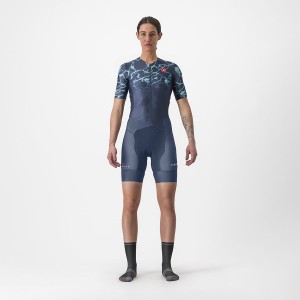 Castelli FREE SANREMO 2 W SHORT SLEEVE Öltönyök Női Kék Világos Türkiz | JZNKHFT-86