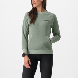 Castelli LOGO W SWEATSHIRT Casual Női Zöld | UTDQYJX-34