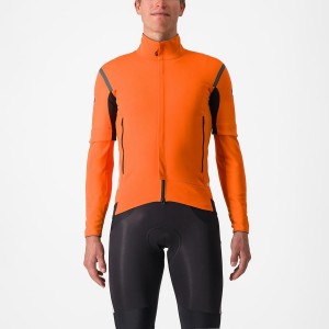 Castelli PERFETTO RoS 2 CONVERTIBLE Kabát Férfi Piros Narancssárga Sötétszürke | JQDHWPK-85