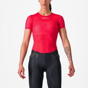 Castelli PRO MESH W SHORT SLEEVE Base Layer Női Piros | ONDQVIL-06