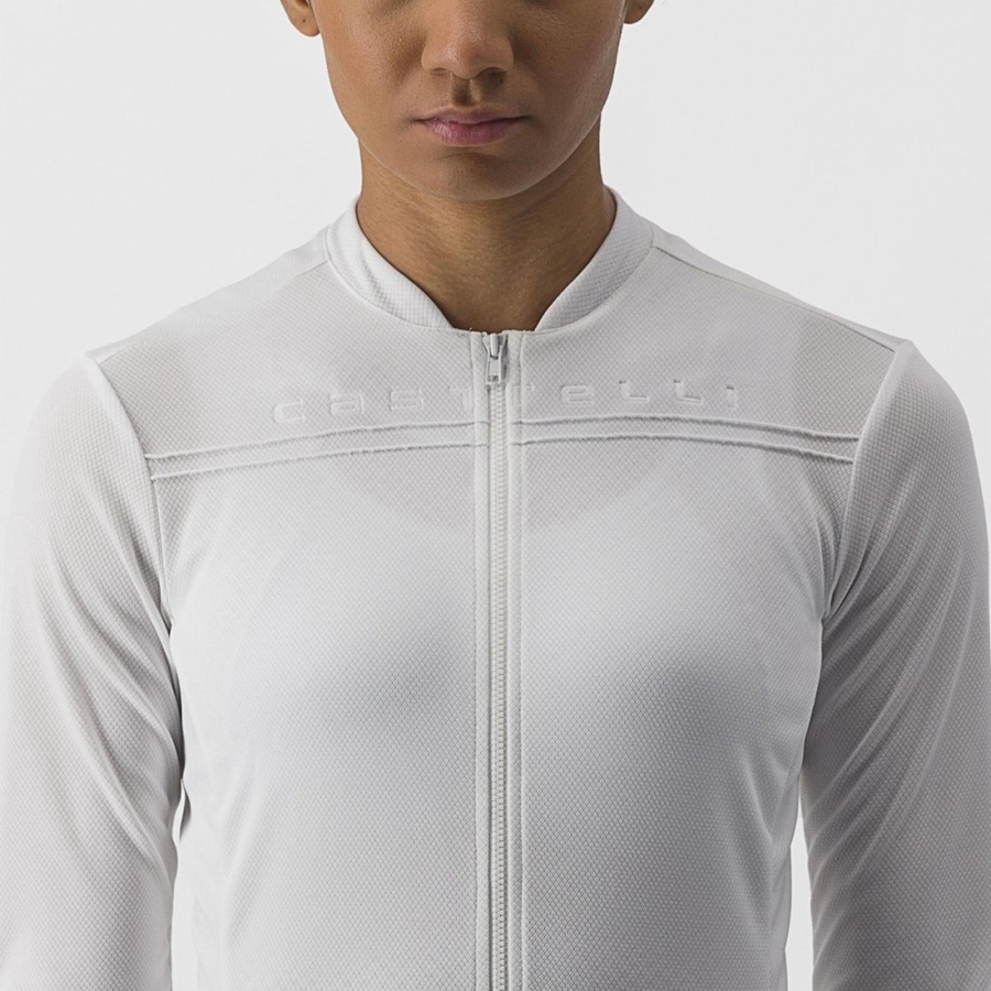 Castelli ANIMA 4 LONG SLEEVE Mez Női Fehér | CWNJFPO-52