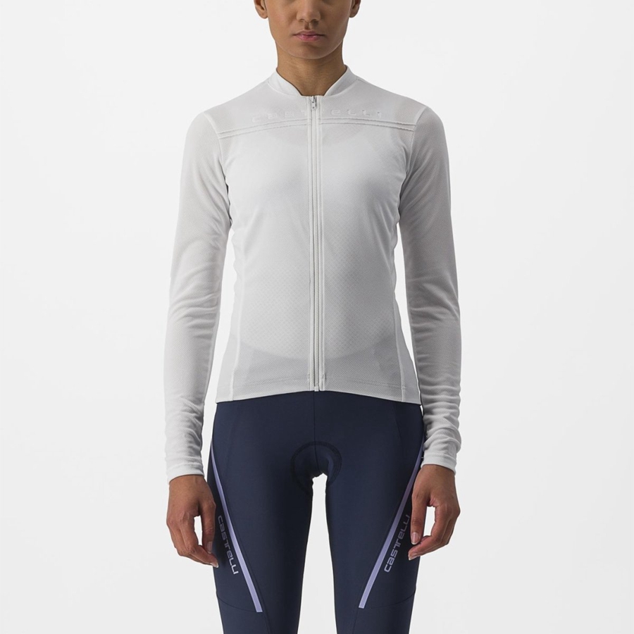 Castelli ANIMA 4 LONG SLEEVE Mez Női Fehér | CWNJFPO-52