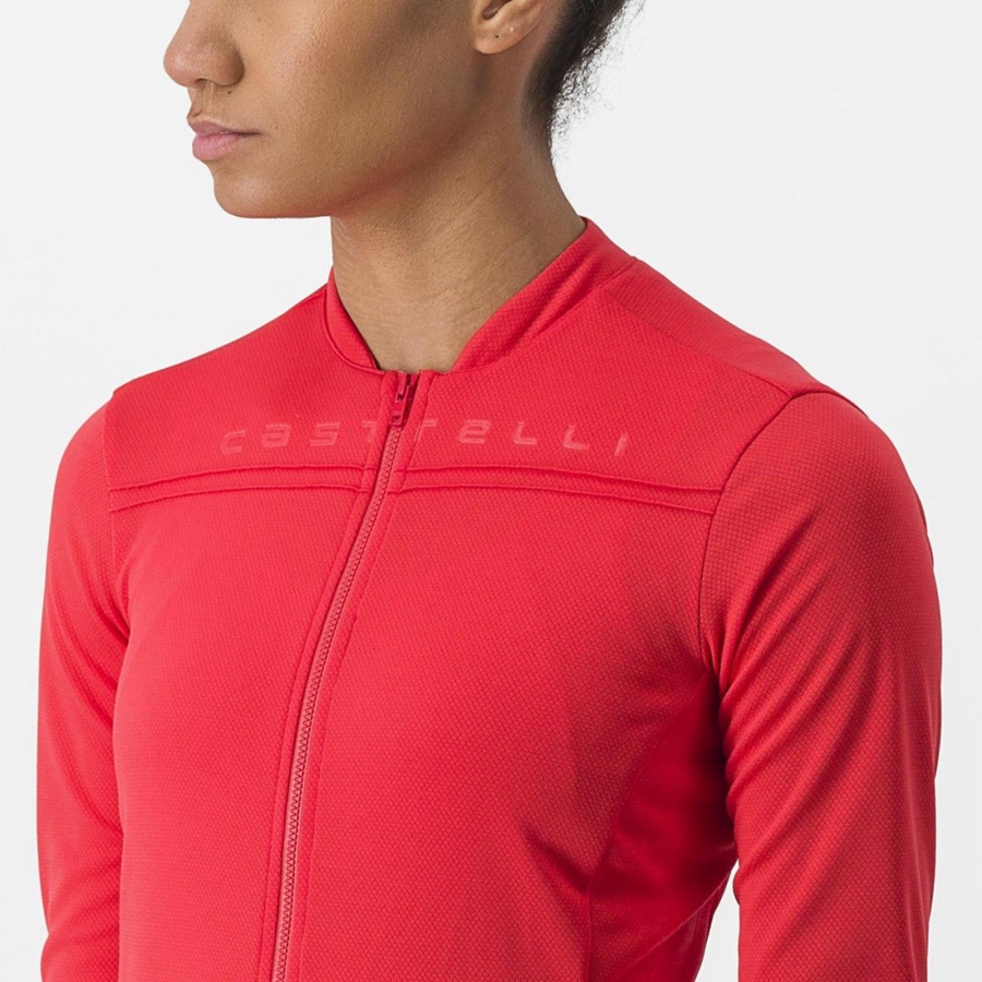 Castelli ANIMA 4 LONG SLEEVE Mez Női Piros | LQFRIMJ-47