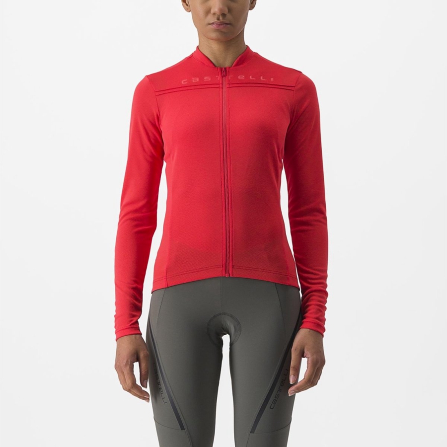 Castelli ANIMA 4 LONG SLEEVE Mez Női Piros | LQFRIMJ-47