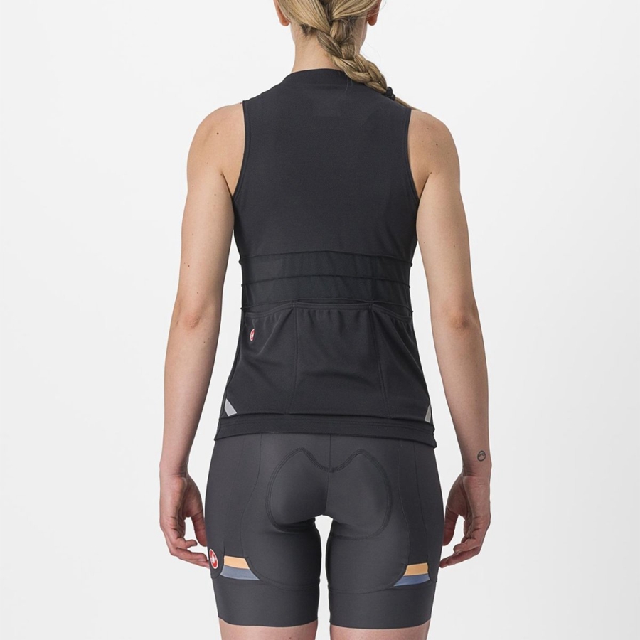 Castelli ANIMA 4 SLEEVELESS Mez Női Fekete Fehér | XRVHKGI-27