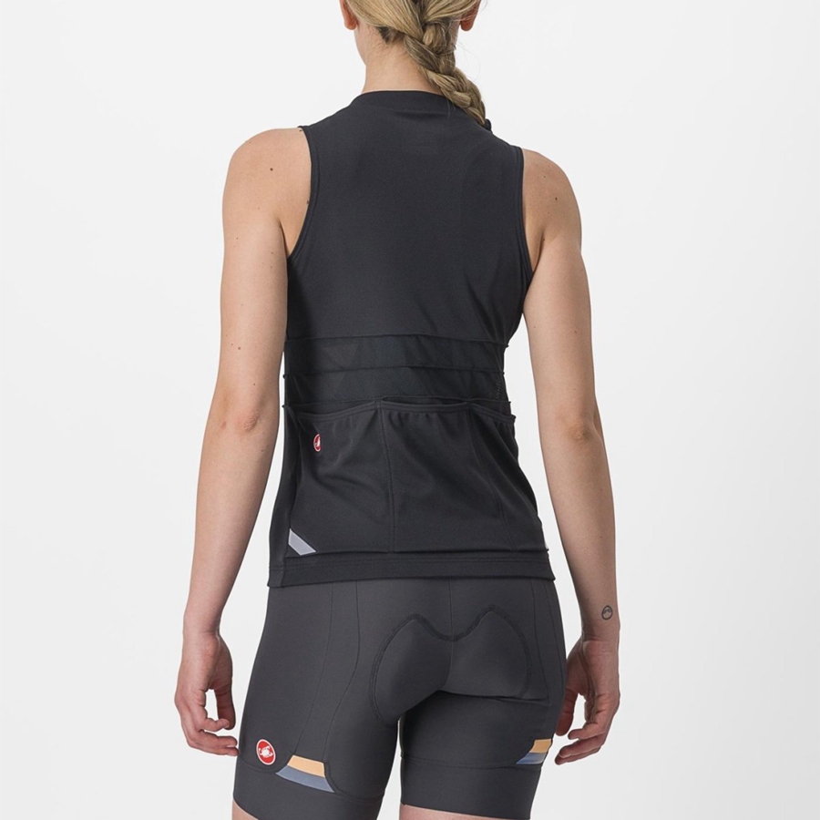 Castelli ANIMA 4 SLEEVELESS Mez Női Fekete Fehér | XRVHKGI-27