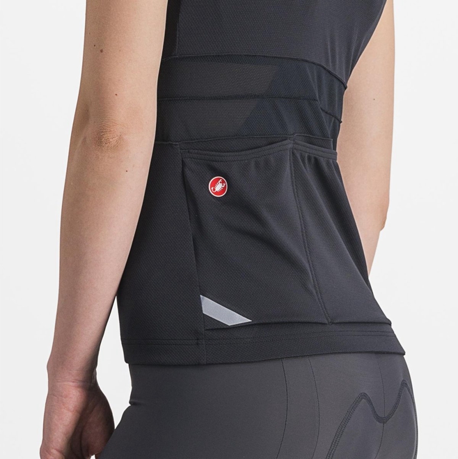 Castelli ANIMA 4 SLEEVELESS Mez Női Fekete Fehér | XRVHKGI-27