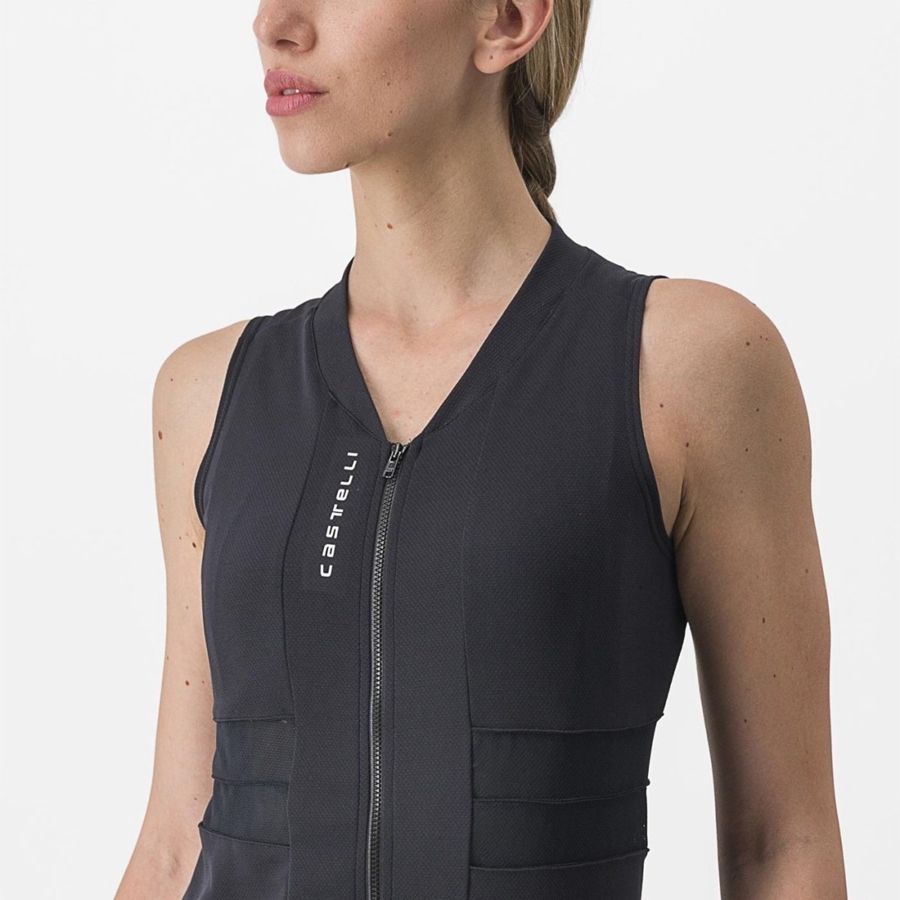 Castelli ANIMA 4 SLEEVELESS Mez Női Fekete Fehér | XRVHKGI-27