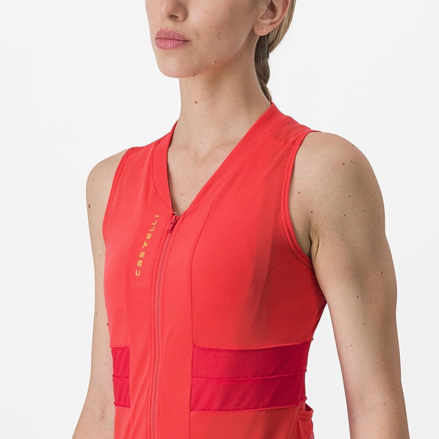 Castelli ANIMA 4 SLEEVELESS Mez Női Narancssárga | YEMFQAH-28