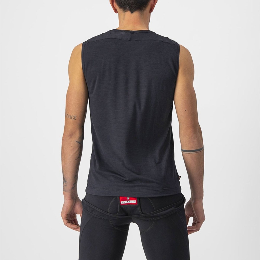 Castelli BANDITO WOOL SLEEVELESS Base Layer Férfi Fekete | LQCJXHY-19