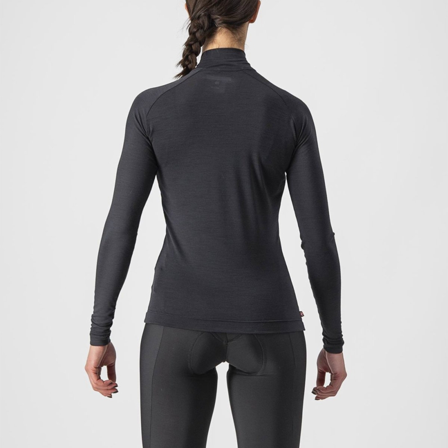 Castelli BANDITO WOOL W LS Base Layer Női Fekete | QGPRTNA-58