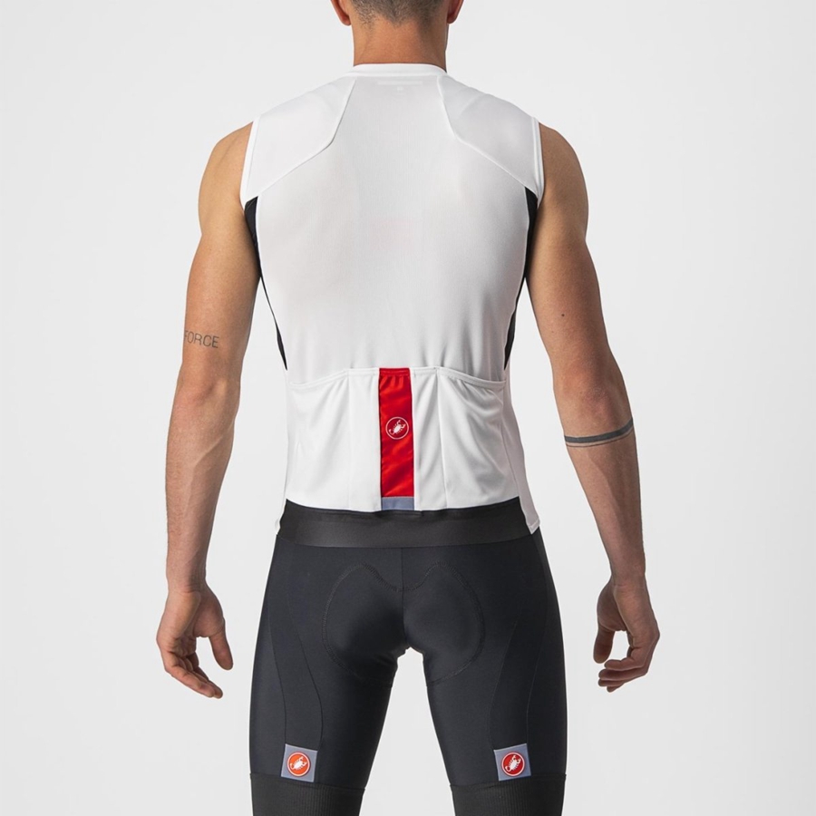 Castelli ENTRATA VI SLEEVELESS Mez Férfi Fehér Fekete Piros | JLADZWY-69