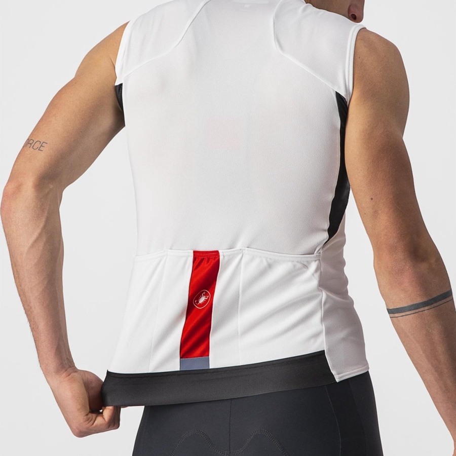 Castelli ENTRATA VI SLEEVELESS Mez Férfi Fehér Fekete Piros | JLADZWY-69