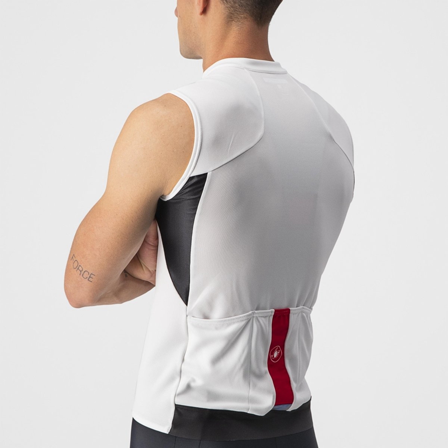 Castelli ENTRATA VI SLEEVELESS Mez Férfi Fehér Fekete Piros | JLADZWY-69