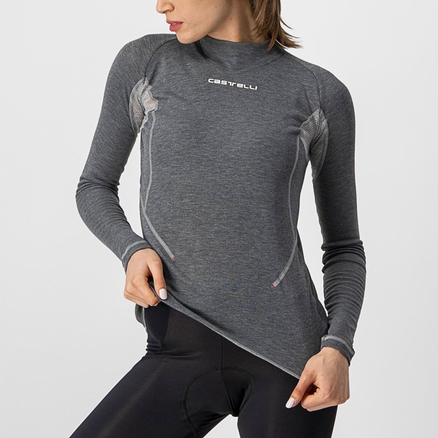 Castelli FLANDERS 2 W WARM LONG SLEEVE Base Layer Női Szürke | NFJILRP-36