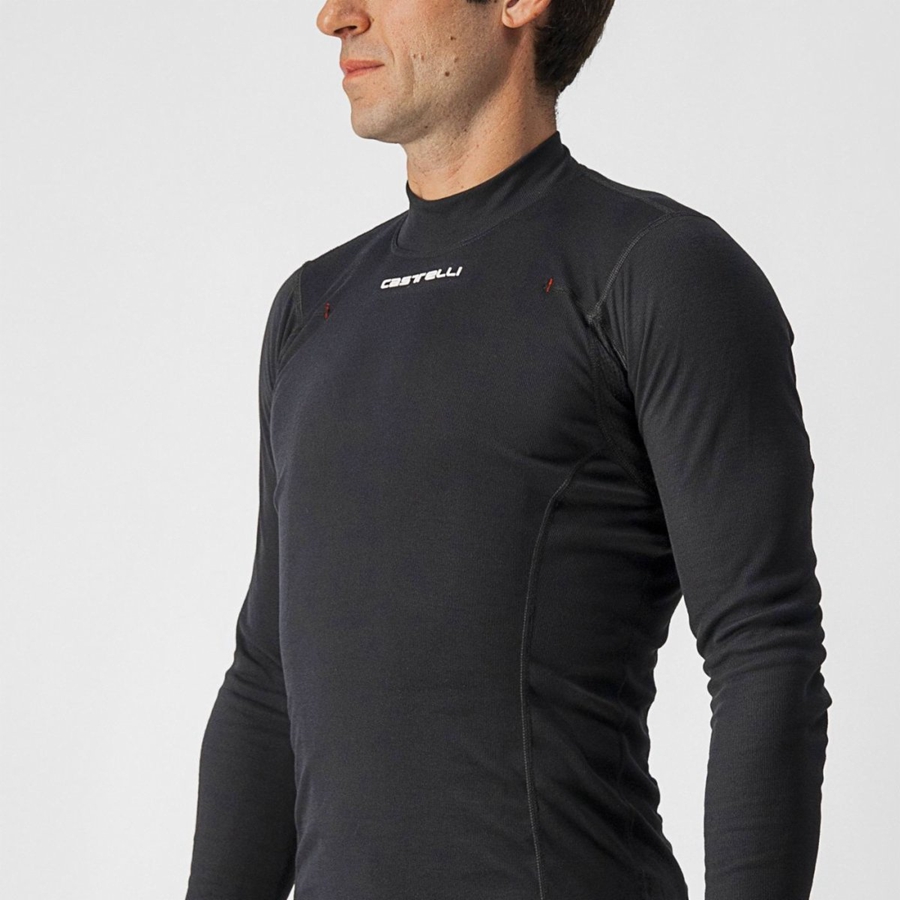 Castelli FLANDERS WARM LONG SLEEVE Base Layer Férfi Fekete | YSJDQGB-62