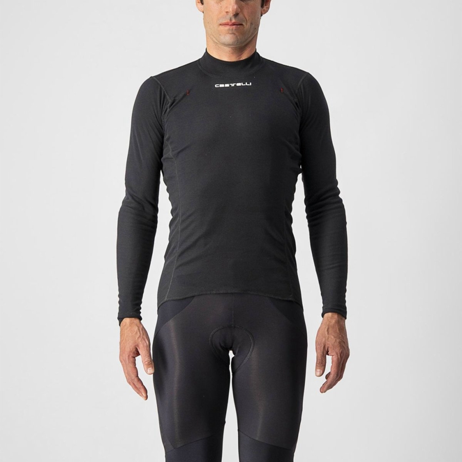 Castelli FLANDERS WARM LONG SLEEVE Base Layer Férfi Fekete | YSJDQGB-62