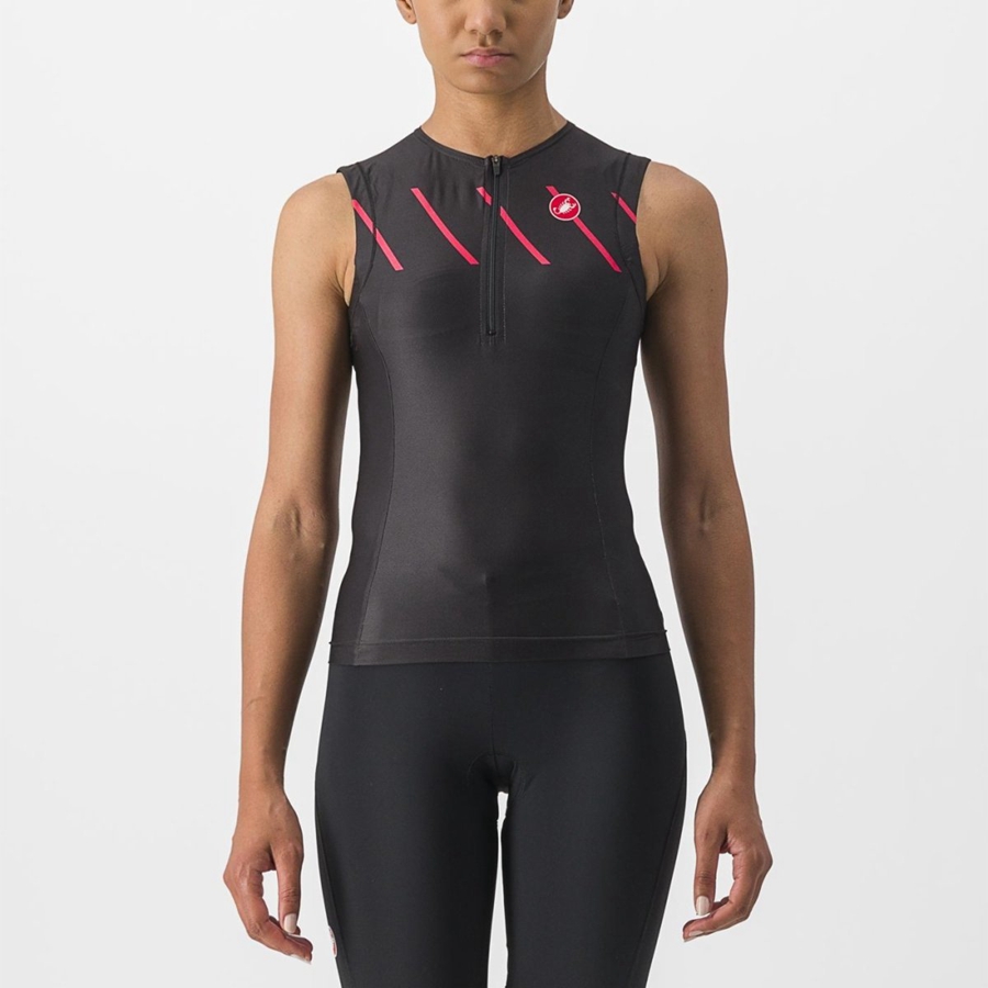 Castelli FREE 2 W TRI SINGLET Öltönyök Női Fekete | FKAUZTQ-75