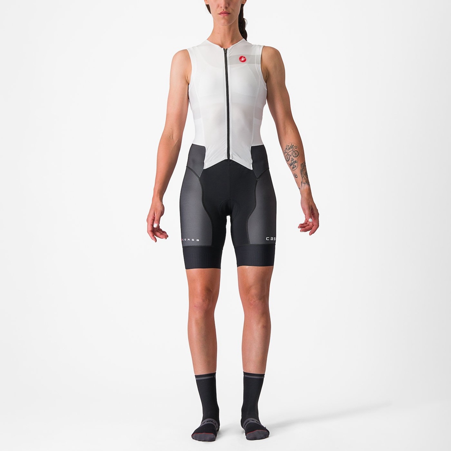 Castelli FREE SANREMO W SLEEVELESS Öltönyök Női Fehér Fekete | OBWPDQV-85