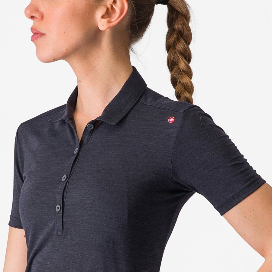 Castelli MERINO W POLO Casual Női Fekete | SQHYOPD-92