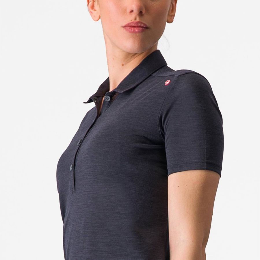 Castelli MERINO W POLO Casual Női Fekete | SQHYOPD-92