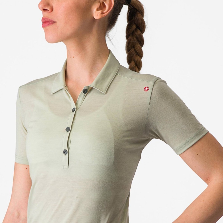 Castelli MERINO W POLO Casual Női Zöld | BMIPRHE-02