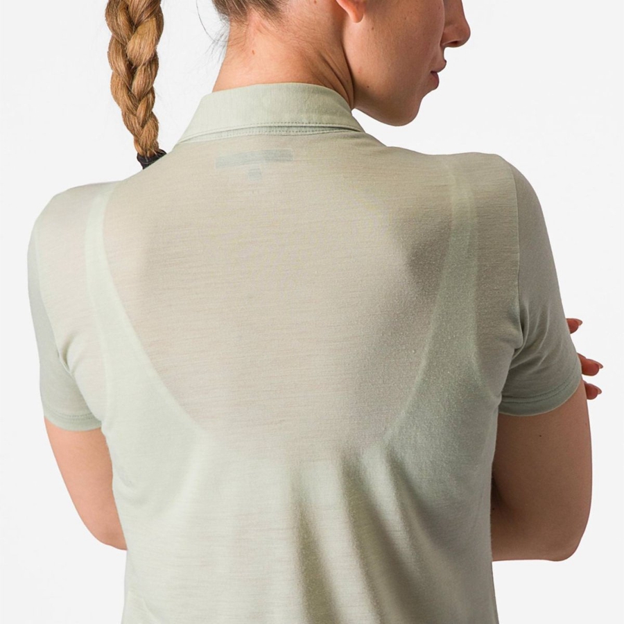 Castelli MERINO W POLO Casual Női Zöld | BMIPRHE-02