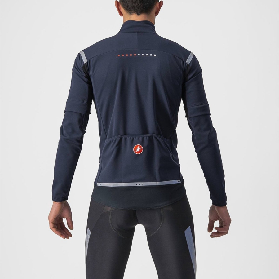 Castelli PERFETTO RoS 2 CONVERTIBLE Kabát Férfi Kék Titán | OURTFWN-27