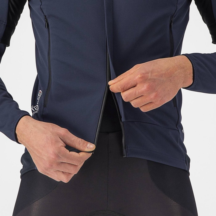 Castelli PERFETTO RoS 2 CONVERTIBLE Kabát Férfi Kék Titán | OURTFWN-27