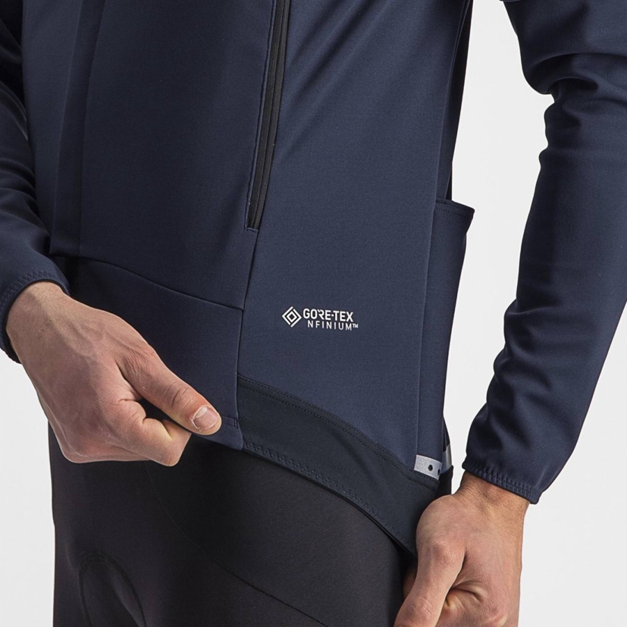 Castelli PERFETTO RoS 2 CONVERTIBLE Kabát Férfi Kék Titán | OURTFWN-27