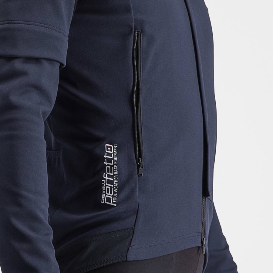 Castelli PERFETTO RoS 2 CONVERTIBLE Kabát Férfi Kék Titán | OURTFWN-27