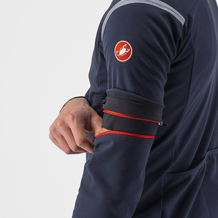 Castelli PERFETTO RoS 2 CONVERTIBLE Kabát Férfi Kék Titán | OURTFWN-27