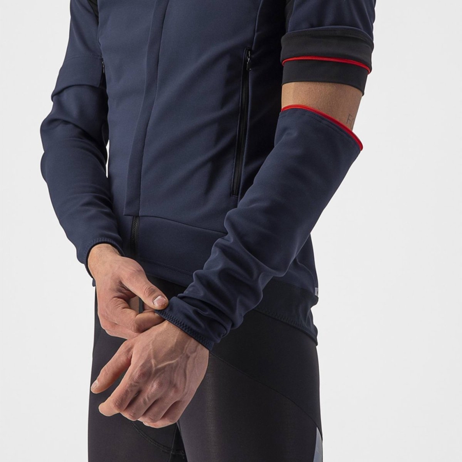 Castelli PERFETTO RoS 2 CONVERTIBLE Kabát Férfi Kék Titán | OURTFWN-27