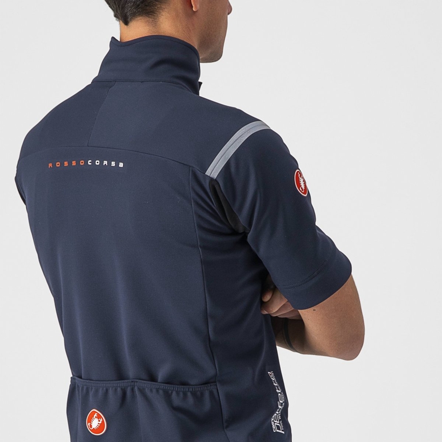 Castelli PERFETTO RoS 2 CONVERTIBLE Kabát Férfi Kék Titán | OURTFWN-27