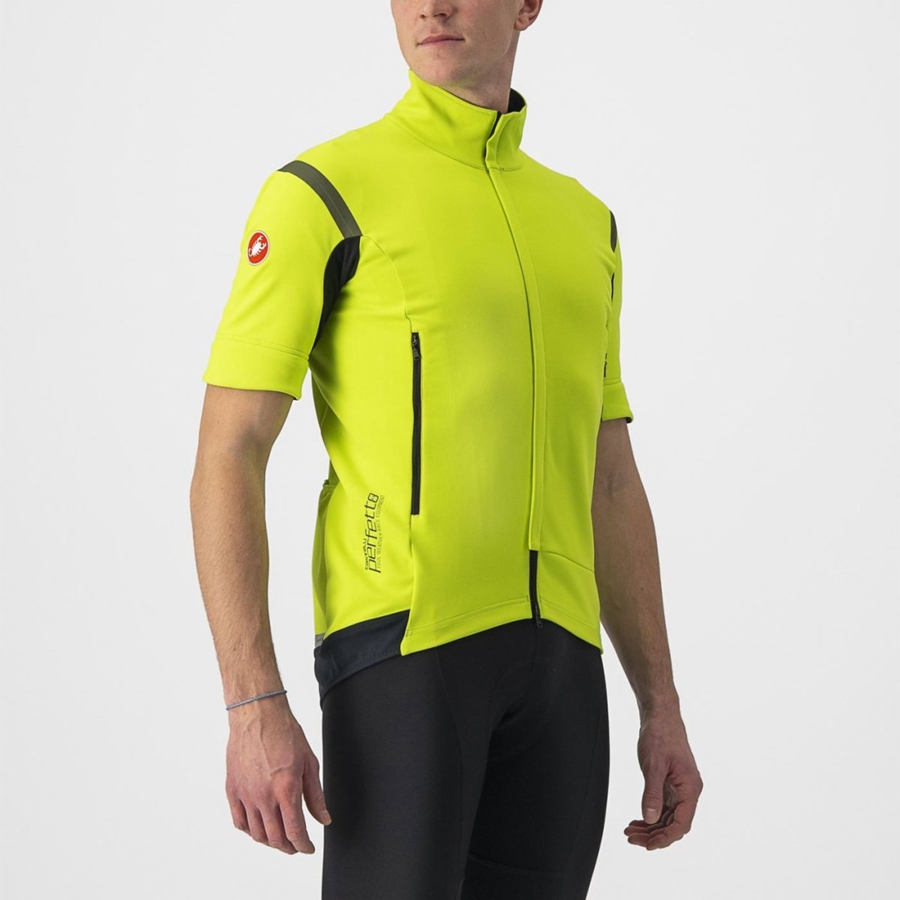 Castelli PERFETTO RoS 2 CONVERTIBLE Kabát Férfi Világos Zöld Sötétszürke | MBGTJXO-17