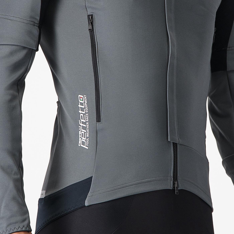 Castelli PERFETTO RoS 2 CONVERTIBLE Kabát Férfi Szürke Titán | RCMDNQU-97