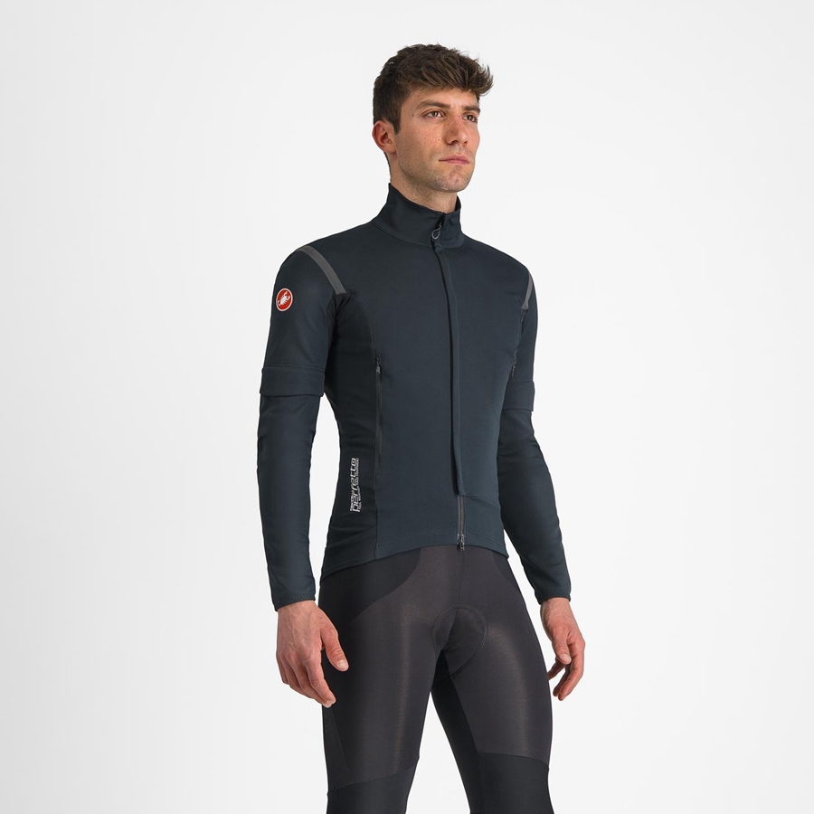 Castelli PERFETTO RoS 2 CONVERTIBLE Kabát Férfi Fekete Fekete | EIMXTZA-26