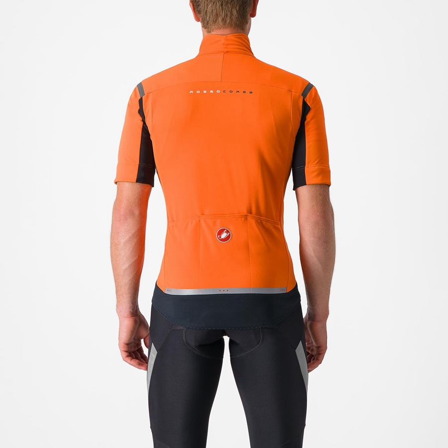 Castelli PERFETTO RoS 2 CONVERTIBLE Kabát Férfi Piros Narancssárga Sötétszürke | JQDHWPK-85