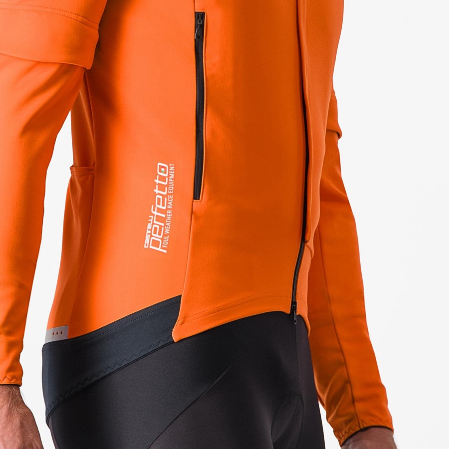 Castelli PERFETTO RoS 2 CONVERTIBLE Kabát Férfi Piros Narancssárga Sötétszürke | JQDHWPK-85