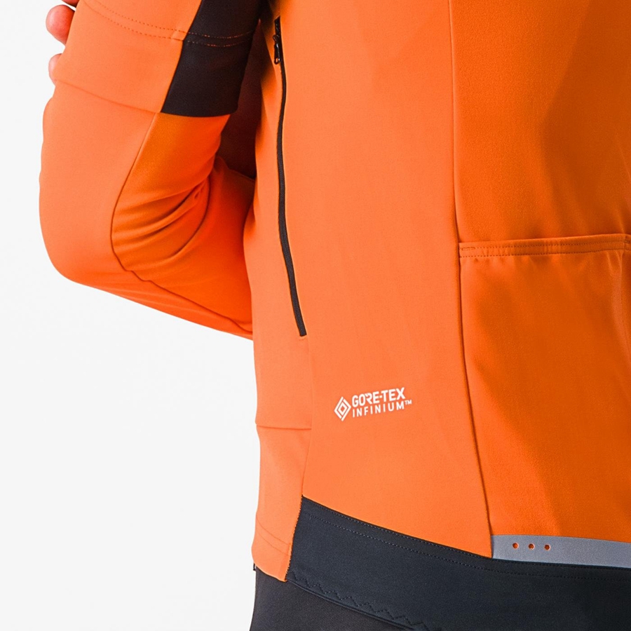 Castelli PERFETTO RoS 2 CONVERTIBLE Kabát Férfi Piros Narancssárga Sötétszürke | JQDHWPK-85