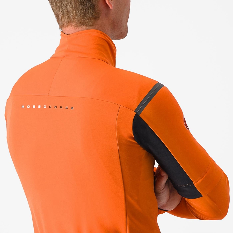 Castelli PERFETTO RoS 2 CONVERTIBLE Kabát Férfi Piros Narancssárga Sötétszürke | JQDHWPK-85