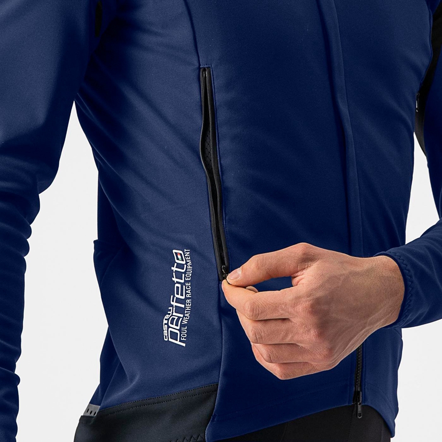 Castelli PERFETTO RoS 2 Kabát Férfi Kék Titán | LBPUOGX-86