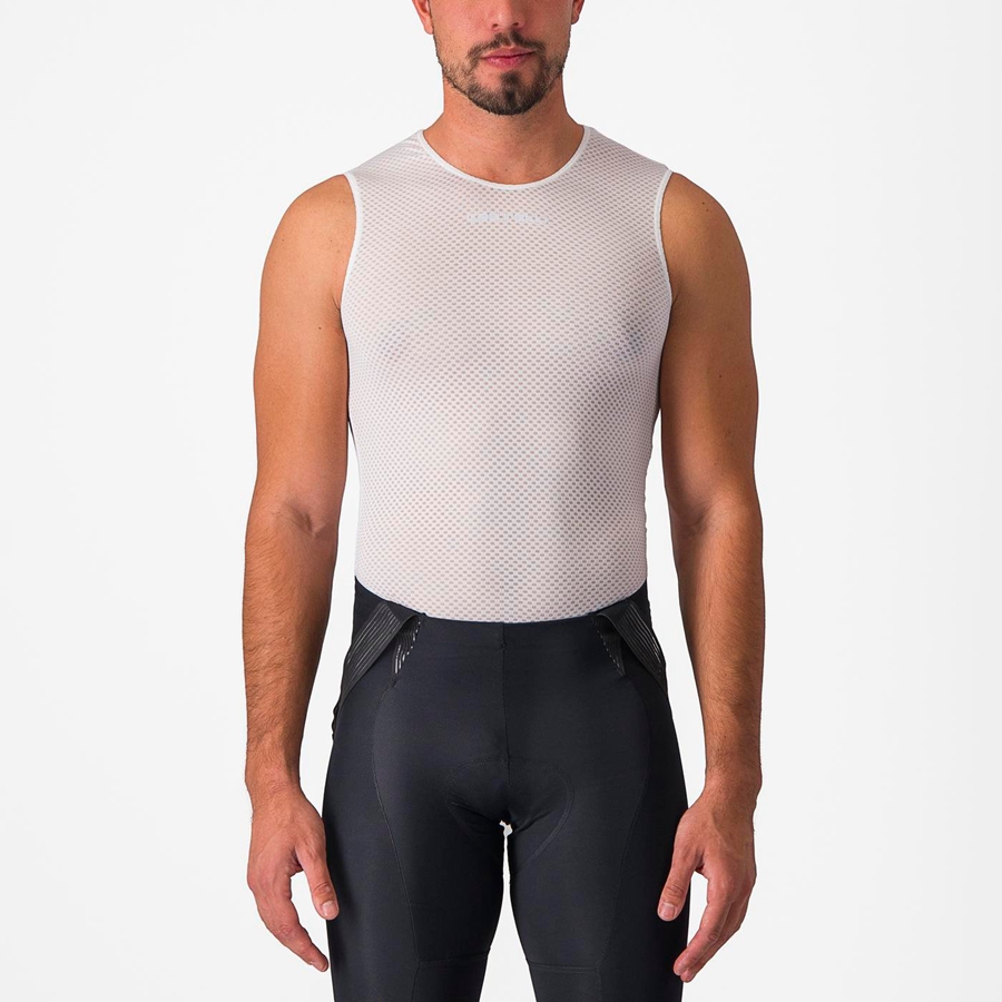 Castelli PRO MESH 2.0 SLEEVELESS Base Layer Férfi Fehér | KEUFJAS-92