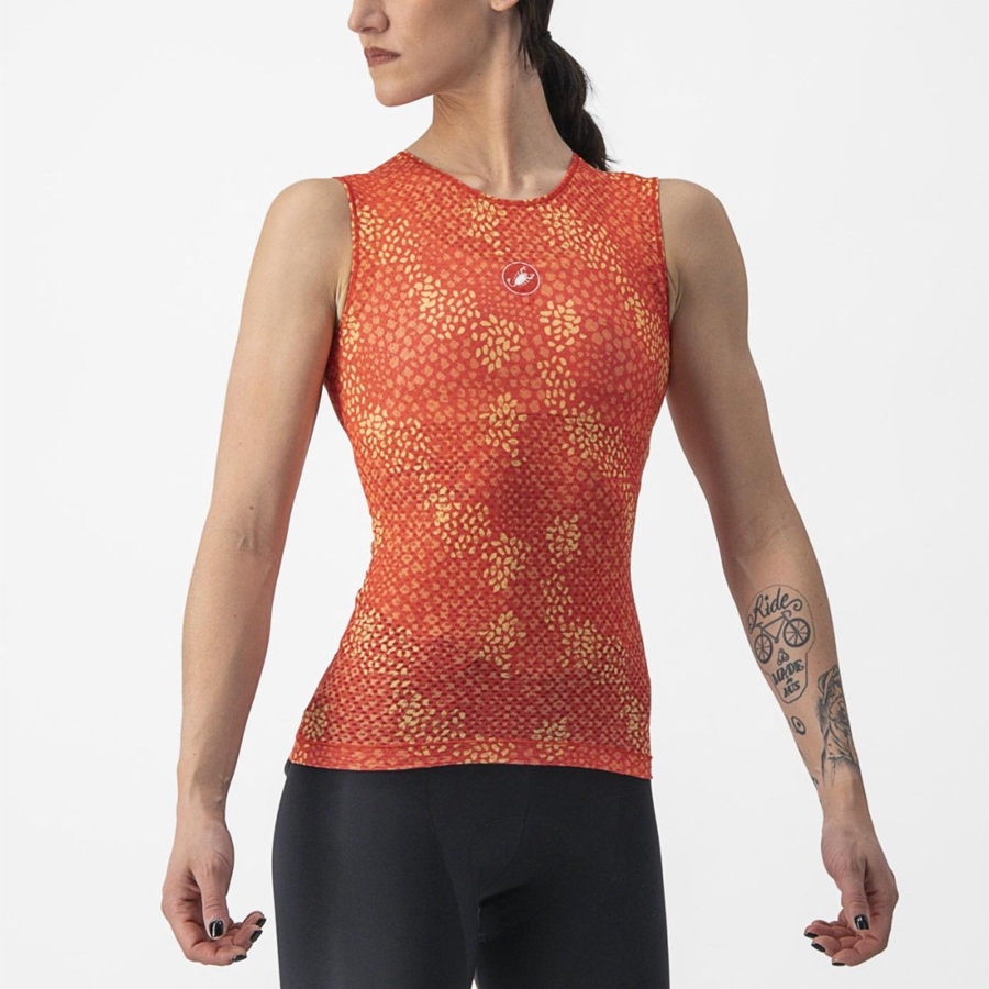 Castelli PRO MESH 4 W SLEEVELESS Base Layer Női Narancssárga | NAIROSJ-01