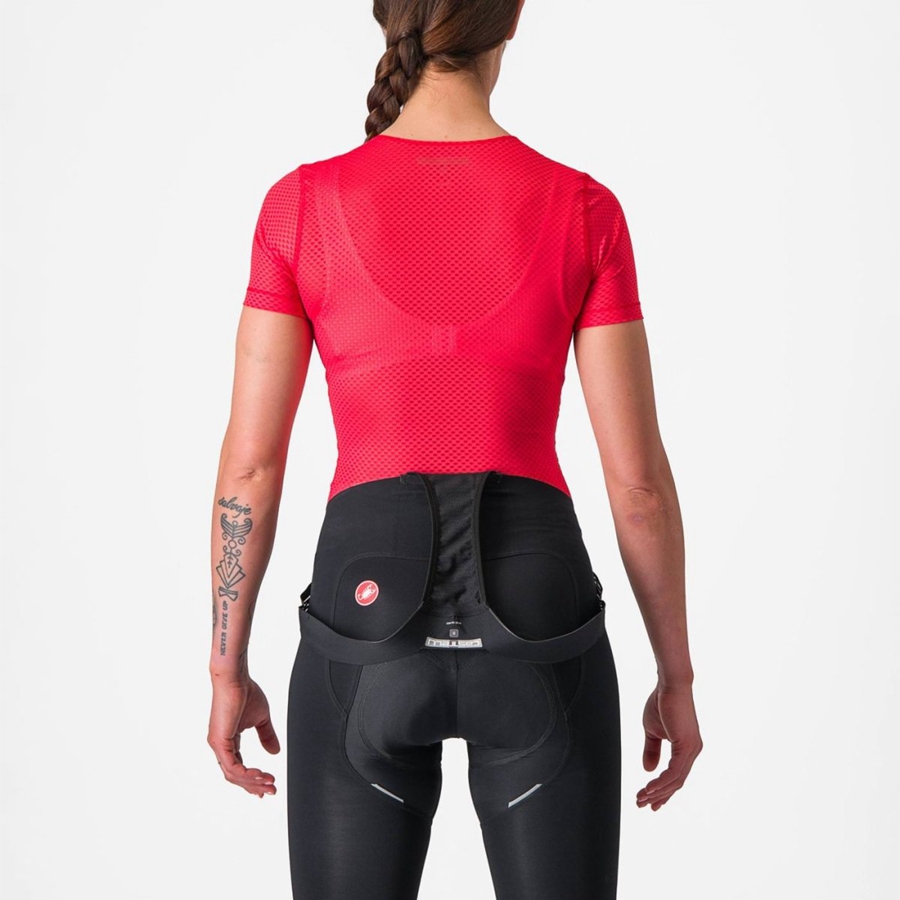 Castelli PRO MESH W SHORT SLEEVE Base Layer Női Piros | ONDQVIL-06