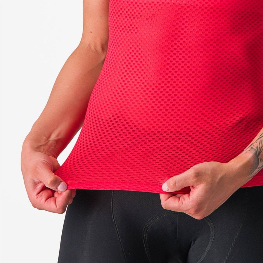 Castelli PRO MESH W SHORT SLEEVE Base Layer Női Piros | ONDQVIL-06