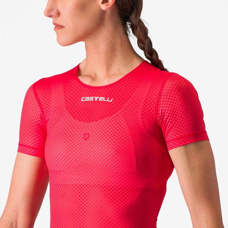 Castelli PRO MESH W SHORT SLEEVE Base Layer Női Piros | ONDQVIL-06