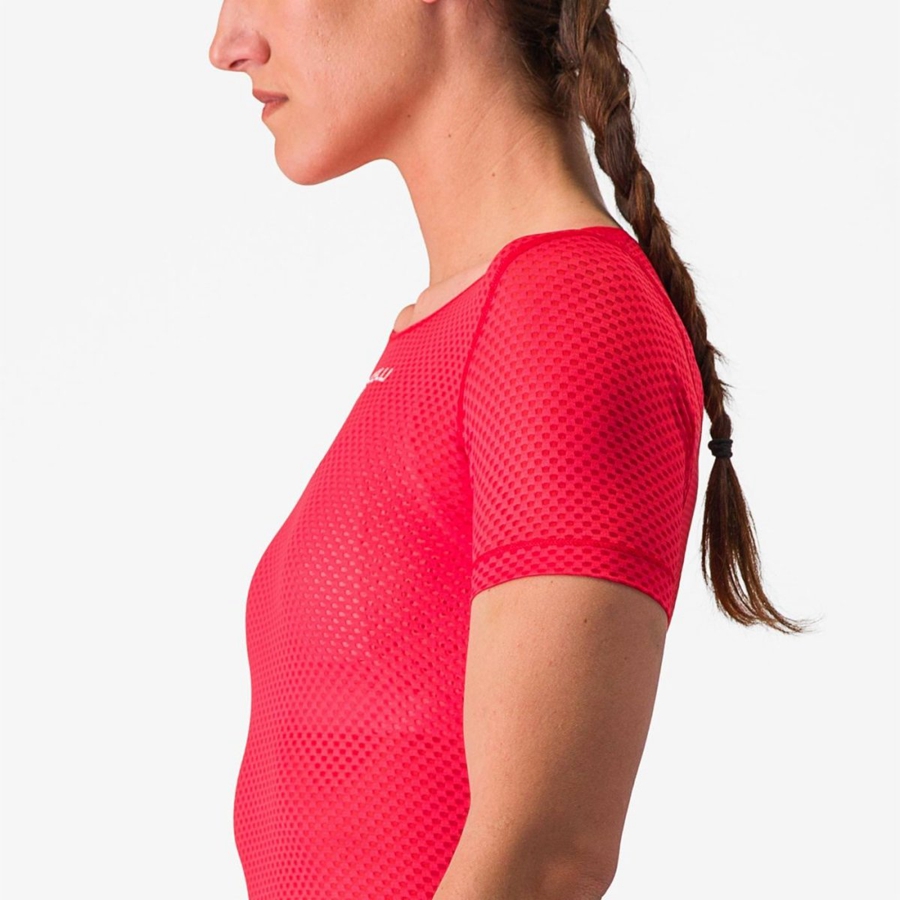 Castelli PRO MESH W SHORT SLEEVE Base Layer Női Piros | ONDQVIL-06