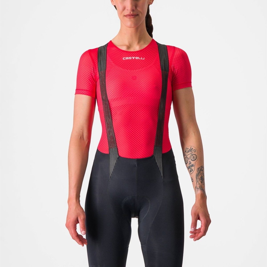 Castelli PRO MESH W SHORT SLEEVE Base Layer Női Piros | ONDQVIL-06