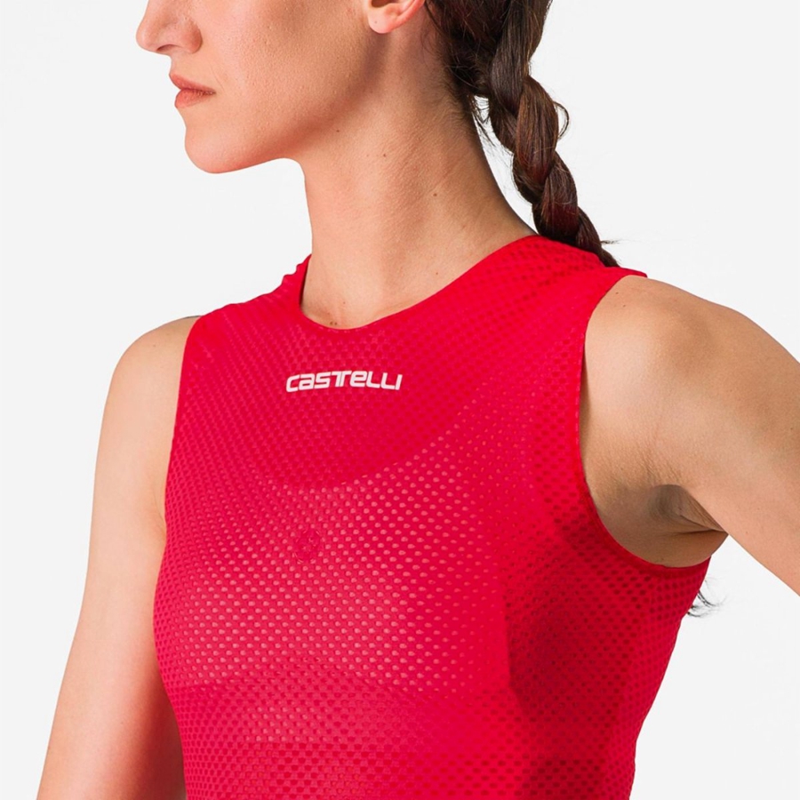 Castelli PRO MESH W SLEEVELESS Base Layer Női Piros | TQLBVDH-37